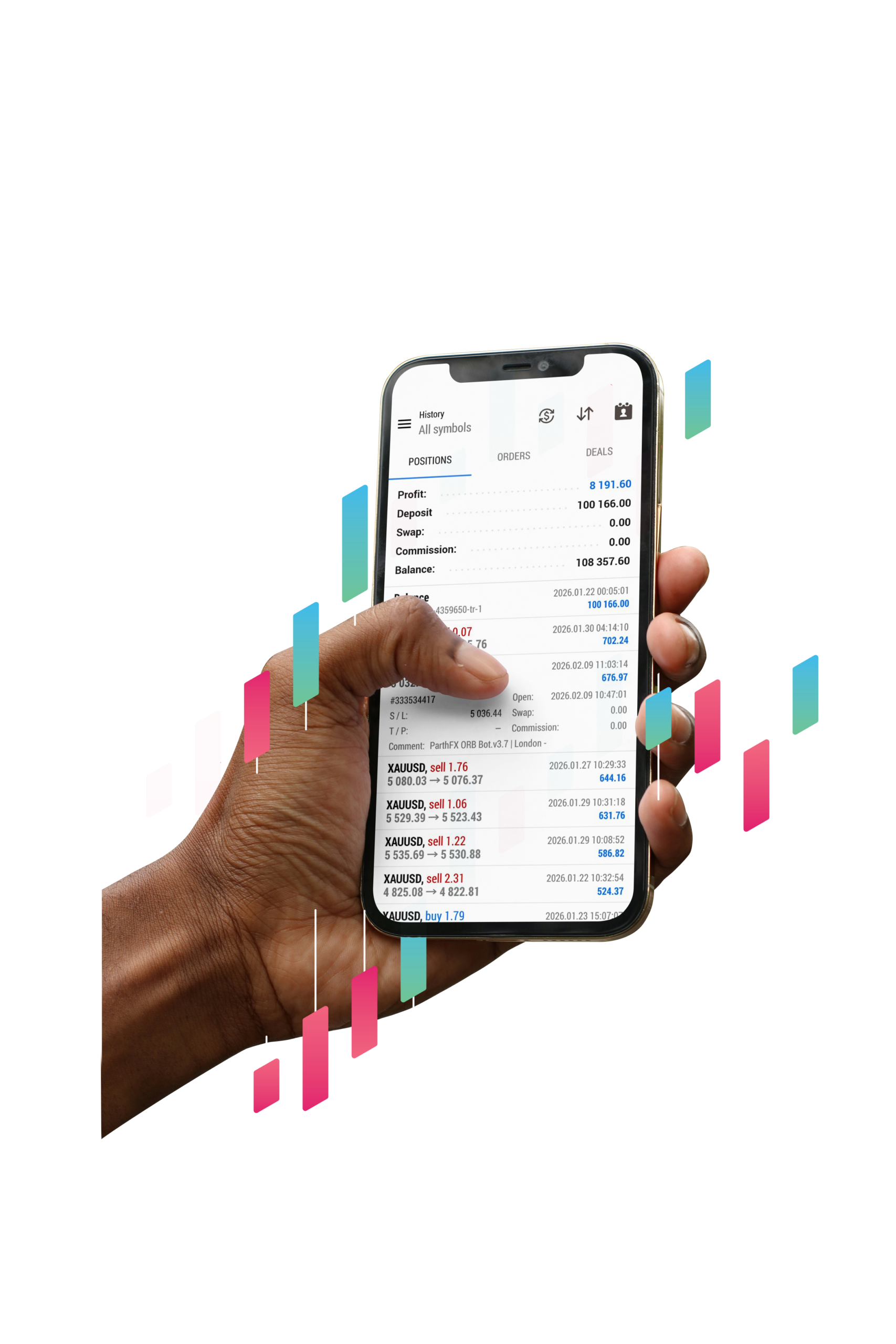 Iphone mockup of the ORB bot showcasing progress